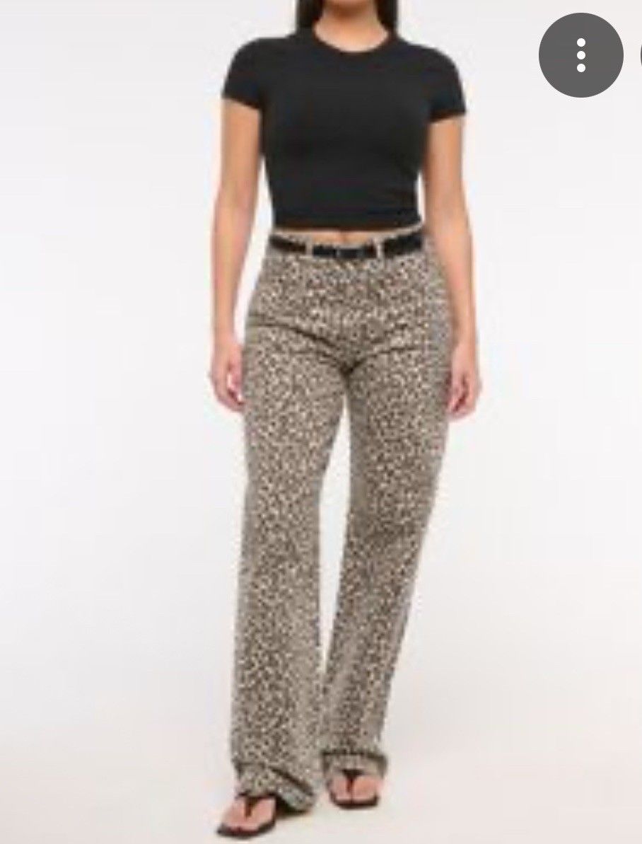 Abercrombie & Fitch Leopard Print Wide Leg Jeans - Black & Tan